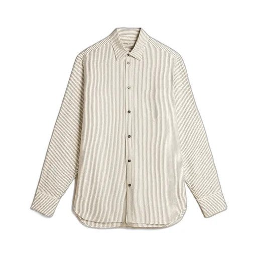 White Viscose Shirt With Narrow Black Stripes