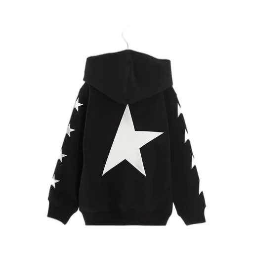 Star Printed Long-Sleeved Hoodie