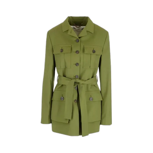 Buttoned Belted Jacket