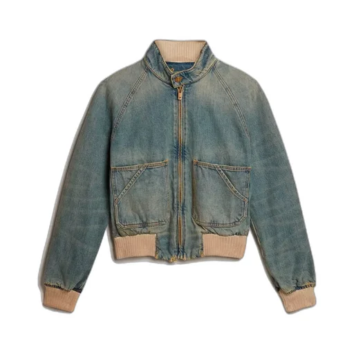 Denim Zipped Bomber Jacket