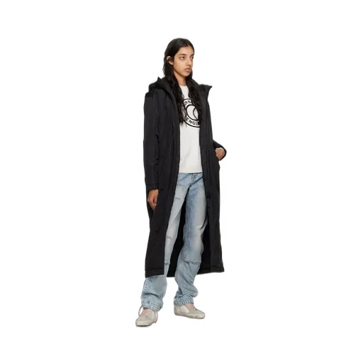 Black Star Collection Ankle-Length Hooded Padded Jacket
