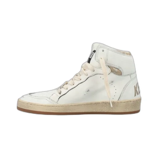 Distressed Star Patch Mid-Top Sneakers