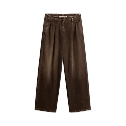 High-Waist Pleated Wide-Leg Jeans