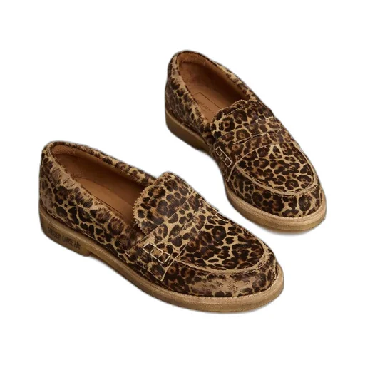 Leopard-Printed Round-Toe Loafers