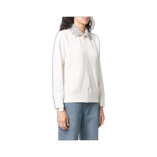 Collar Sequins Embellished Track Jacket