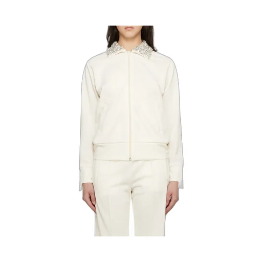 Collar Sequins Embellished Track Jacket
