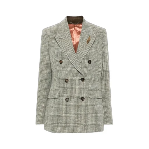 Double-Breasted Blazer In Shetland Wool