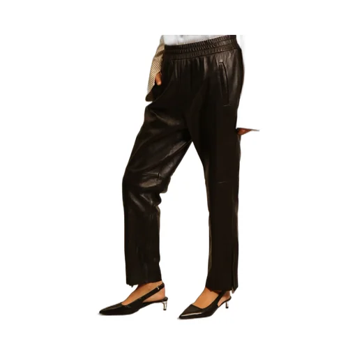 Leather Straight-Leg Cropped Trousers