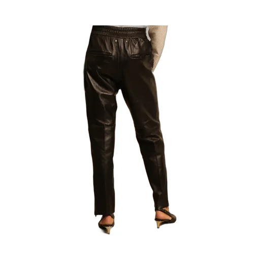 Leather Straight-Leg Cropped Trousers