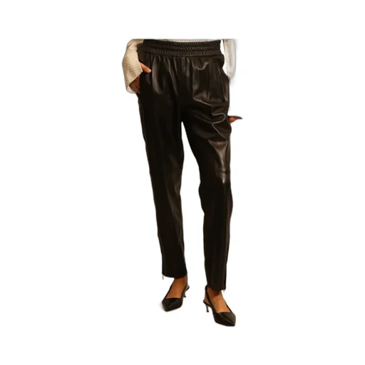 Leather Straight-Leg Cropped Trousers
