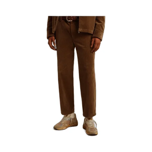 Straight-Leg Cropped Corduroy Trousers