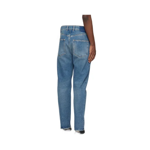 Washed Effect Straight Leg Jeans