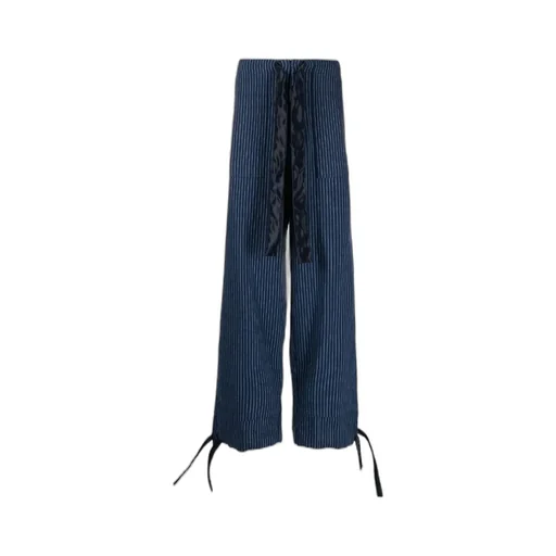 Striped Drawstring Straight Trousers