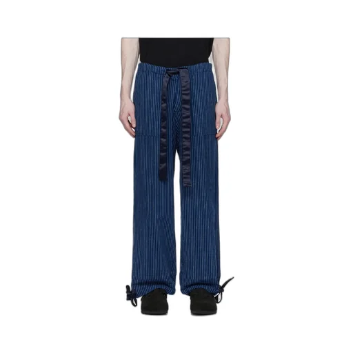 Striped Drawstring Straight Trousers