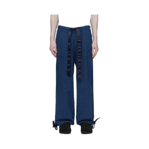 Striped Drawstring Straight Trousers