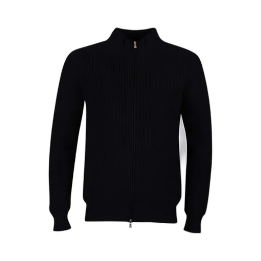 Long-Sleeved Zip-Up Ribbed Cardigan