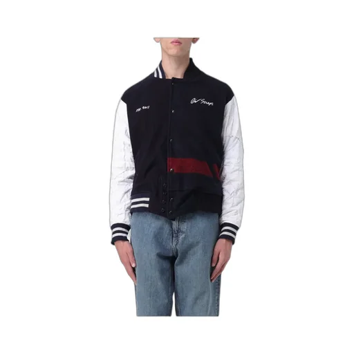Slogan-Embroidered Bomber Jacket