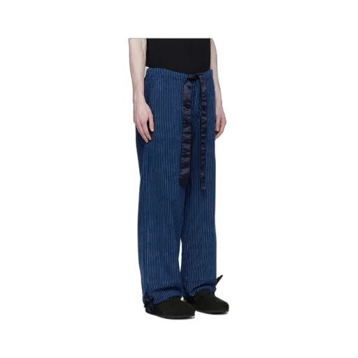 Striped Drawstring Straight Trousers