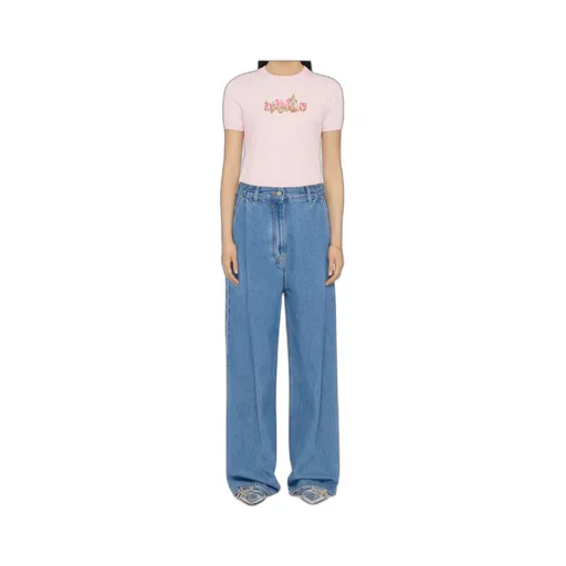 T-Shirt In Cotton With Roses Print