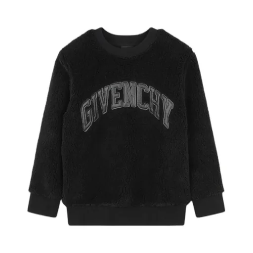 Logo Patch Crewneck Shearling Sweatshirt