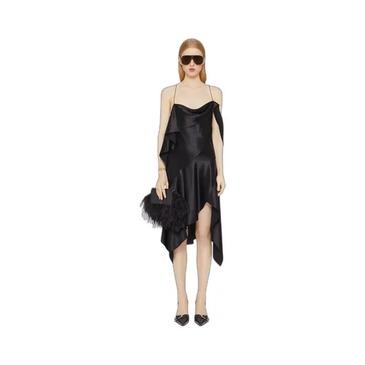 Asymmetric Draped Dress In Satin
