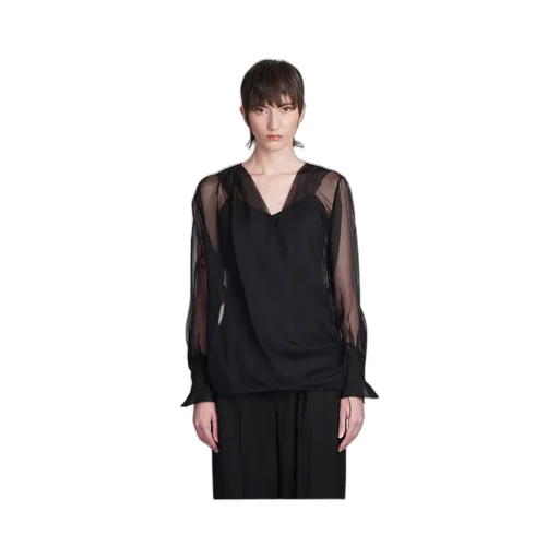 Sheer Detailed Long-Sleeve Top