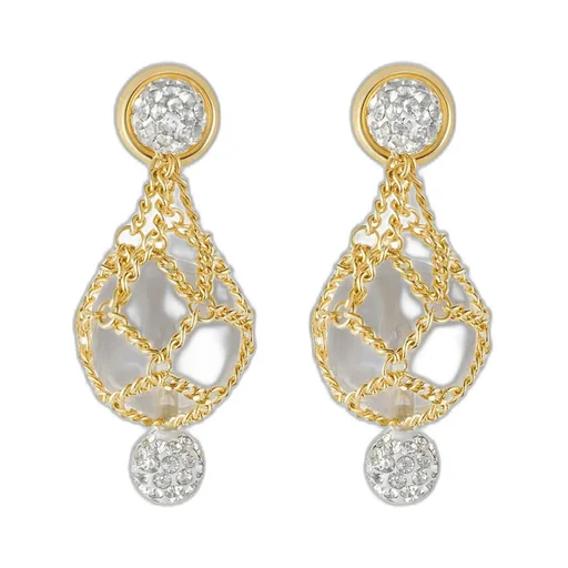 Pearling Earrings In Metal With Pearls And Crystals