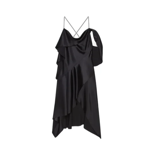 Asymmetric Draped Dress In Satin