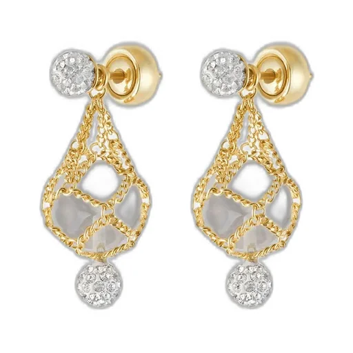Pearling Earrings In Metal With Pearls And Crystals