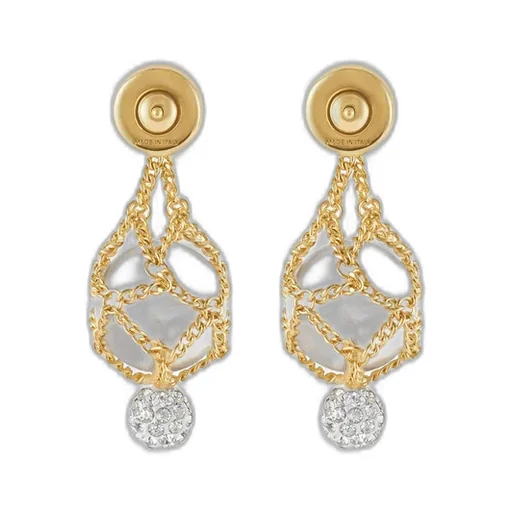 Pearling Earrings In Metal With Pearls And Crystals