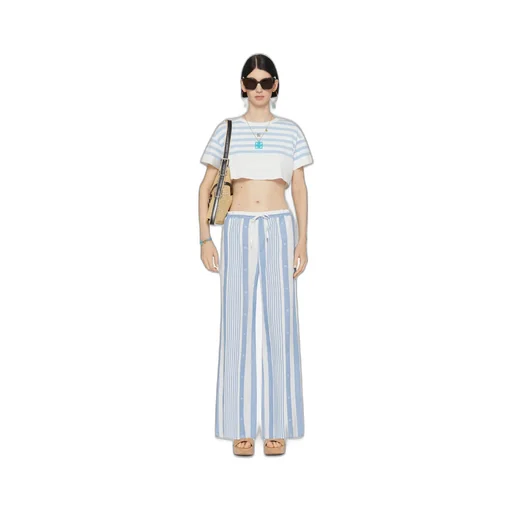Striped Motif Drawstring Trousers
