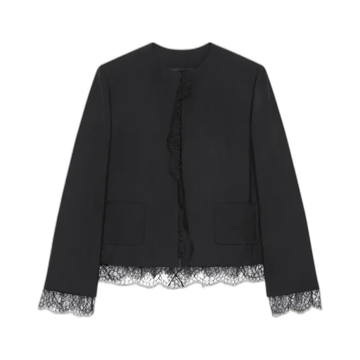 Jacket In Wool And Mohair With Lace