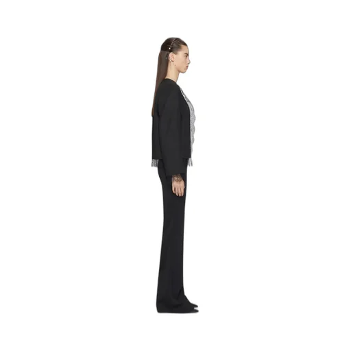 Jacket In Wool And Mohair With Lace