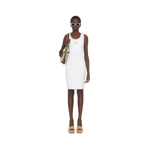 4G Plaque Ribbed-Knit Tank Dress