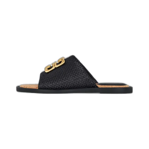 4G Liquid Flat Mules In Raffia