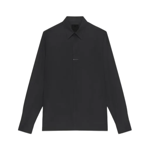 Logo Engraved Metal Clip Long-Sleeved Shirt