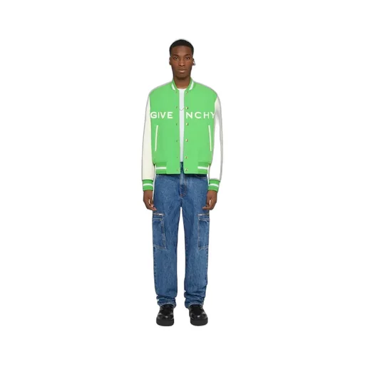 Logo Patch Button-Up Varsity Jacket