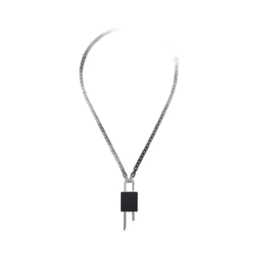 Small Lock Necklace In Metal With Crystals