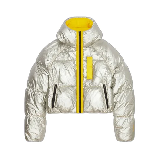 Laminated Hooded Zip-Up Puffer Jacket