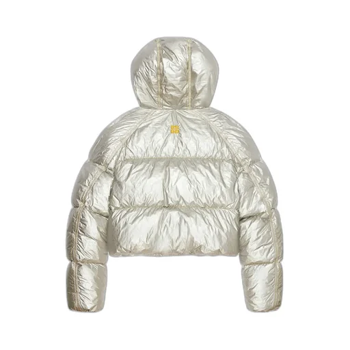 Laminated Hooded Zip-Up Puffer Jacket