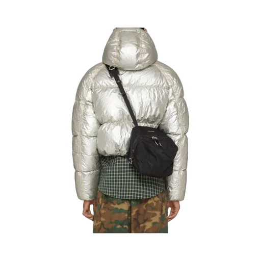 Laminated Hooded Zip-Up Puffer Jacket