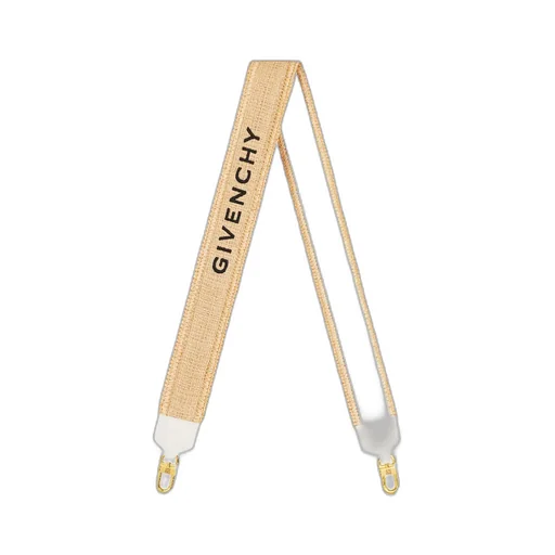 Logo Printed Raffia Shoulder Strap