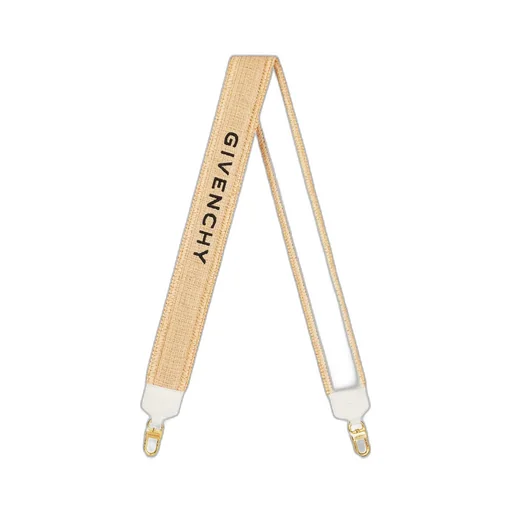 Logo Printed Raffia Shoulder Strap