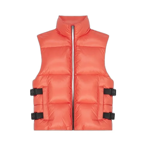 Sleeveless Puffer Jacket With Buckles