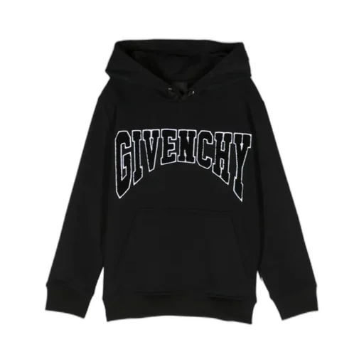 Logo Flocked Drawstring Hoodie