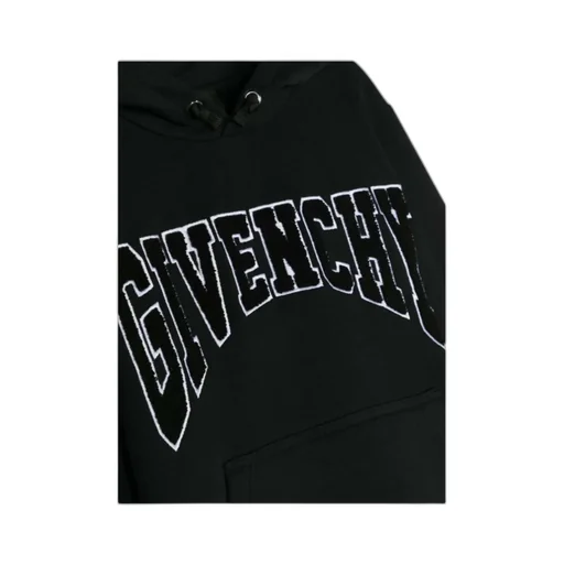 Logo Flocked Drawstring Hoodie