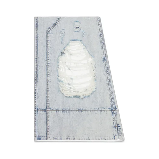 Destroyed-Effect Midi Denim Skirt