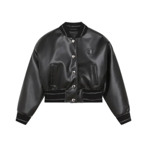 Kids Faux Leather Bomber Jacket