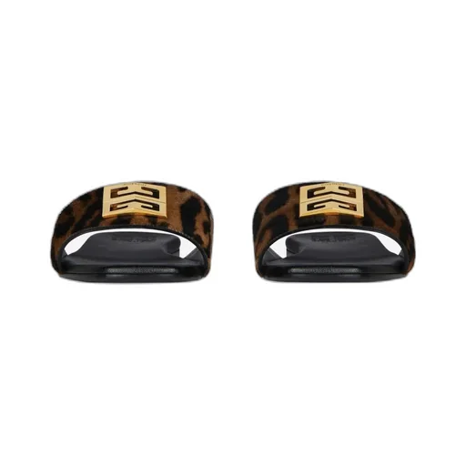 Logo Leopard Print Slippers