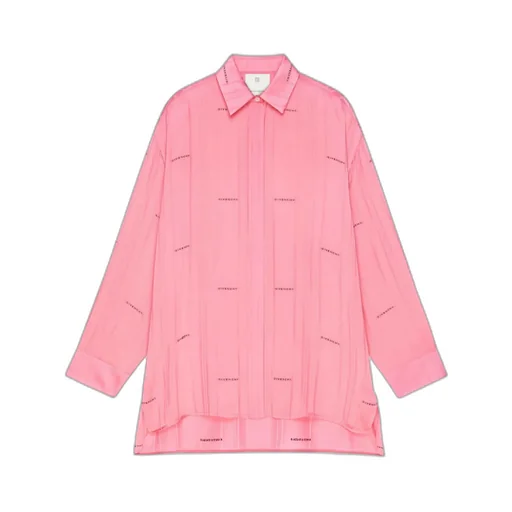 Satin Oversized Logo Printed Shirt
